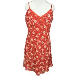 No Boundaries Women Juniors Size 19 XXL Slip Sun Mini Dress Salmon with Daisies